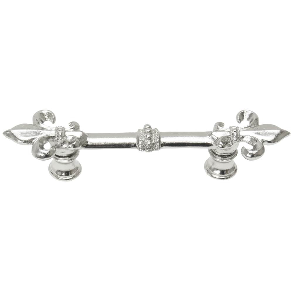 Carpe Diem Hardware - Charlemagne 3'' O.C. Pull With Large Fleur De Lys In Platinum. - Platinum