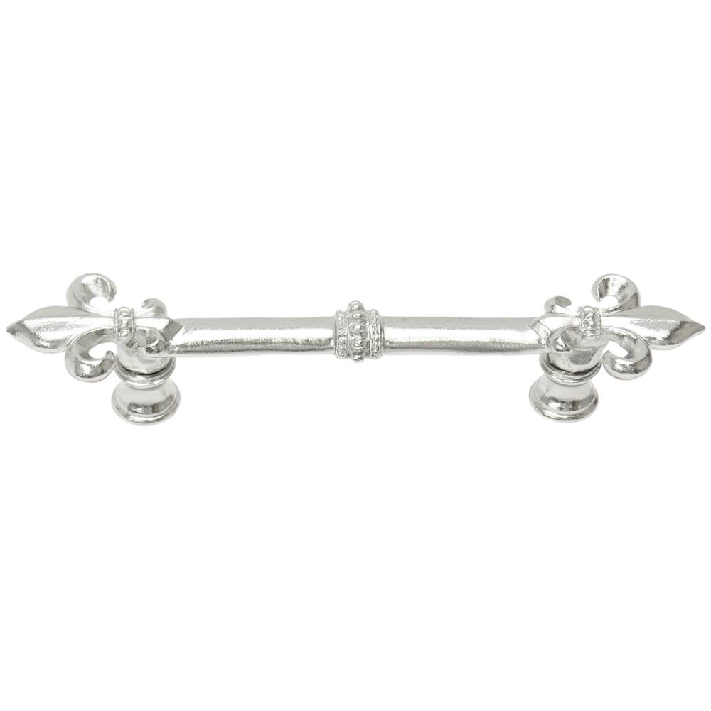 Carpe Diem Hardware - Charlemagne 4'' O.C. Pull With Large Fleur De Lys In Platinum. - Platinum