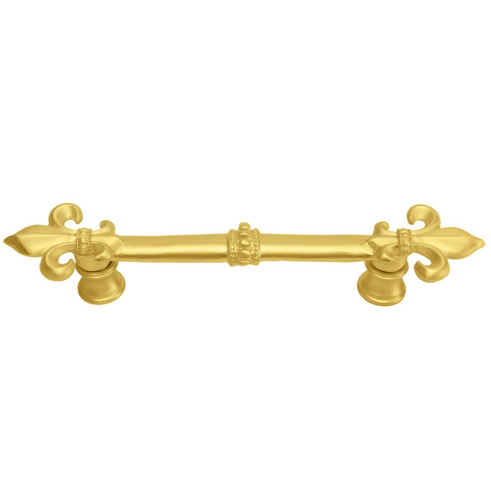 Carpe Diem Hardware - Charlemagne 4'' O.C. Pull With Large Fleur De Lys In Gilded Mercury. - Gilded Mercury