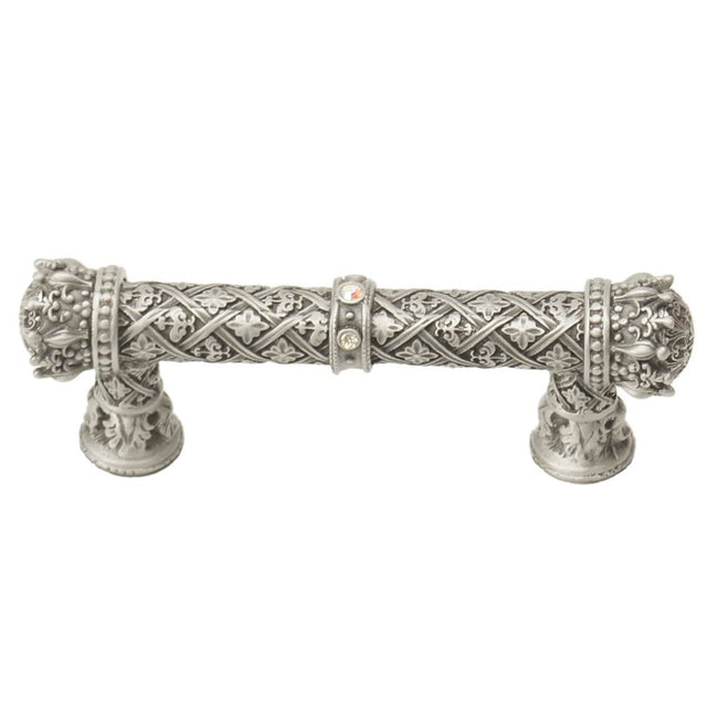 Carpe Diem Hardware - Carpe Diem 6130-11Cab Crowning Glory Queen Anne Satin Queen Anne 3'' O.C. Pull W/ Swarovski Crystals - Satin