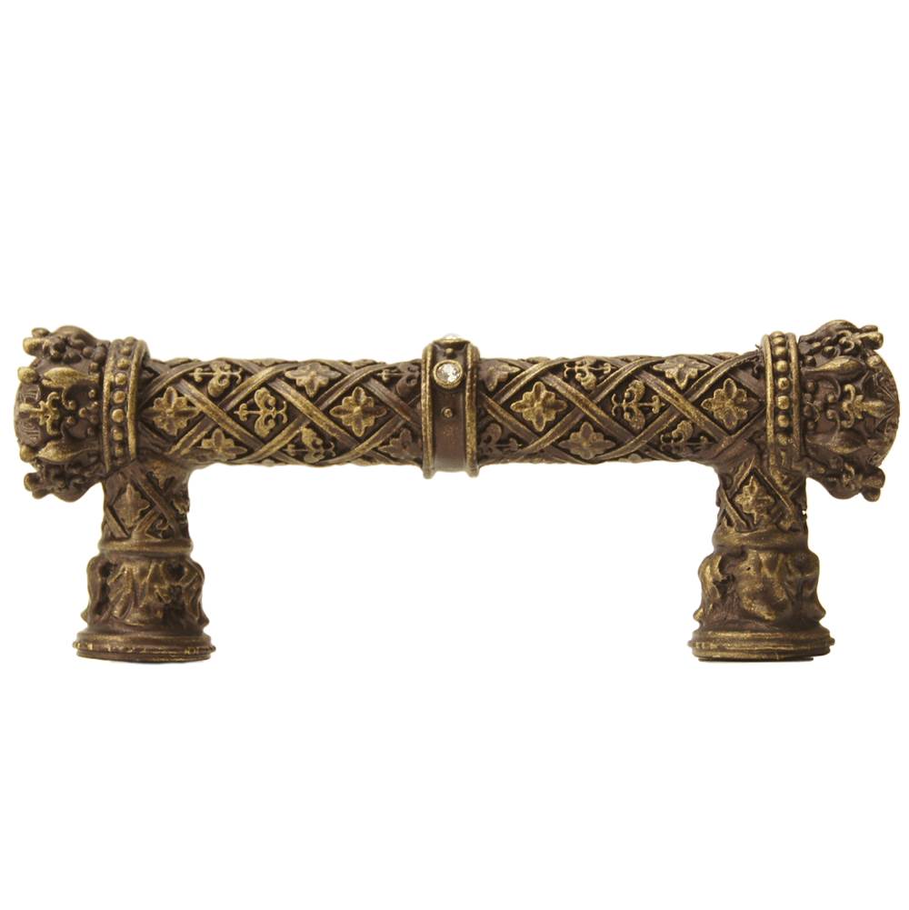 Carpe Diem 6130-3C Crowning Glory Queen Anne Antique Brass Queen Anne 3'' O.C. Pull W/ Swarovski Crystals