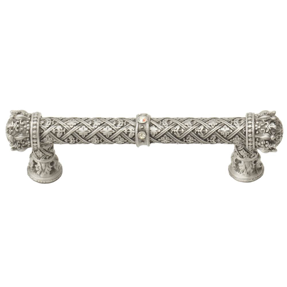 Carpe Diem Hardware - Carpe Diem 6131-11Cab Crowning Glory Queen Anne Satin Queen Anne 4'' O.C. Pull W/ Swarovski Crystals - Satin