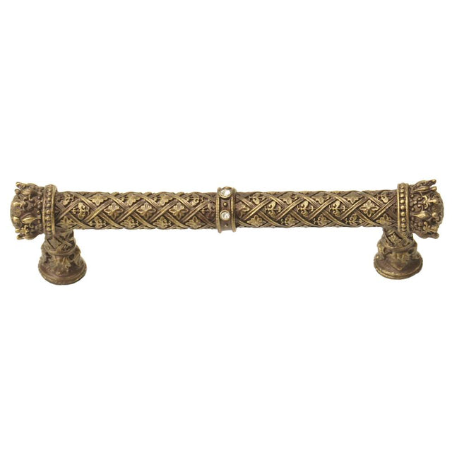 Carpe Diem Hardware - Carpe Diem 6132-3C Crowning Glory Queen Anne Antique Brass Queen Anne 5'' O.C. Pull W/ Swarovski Crystals - Antique Brass
