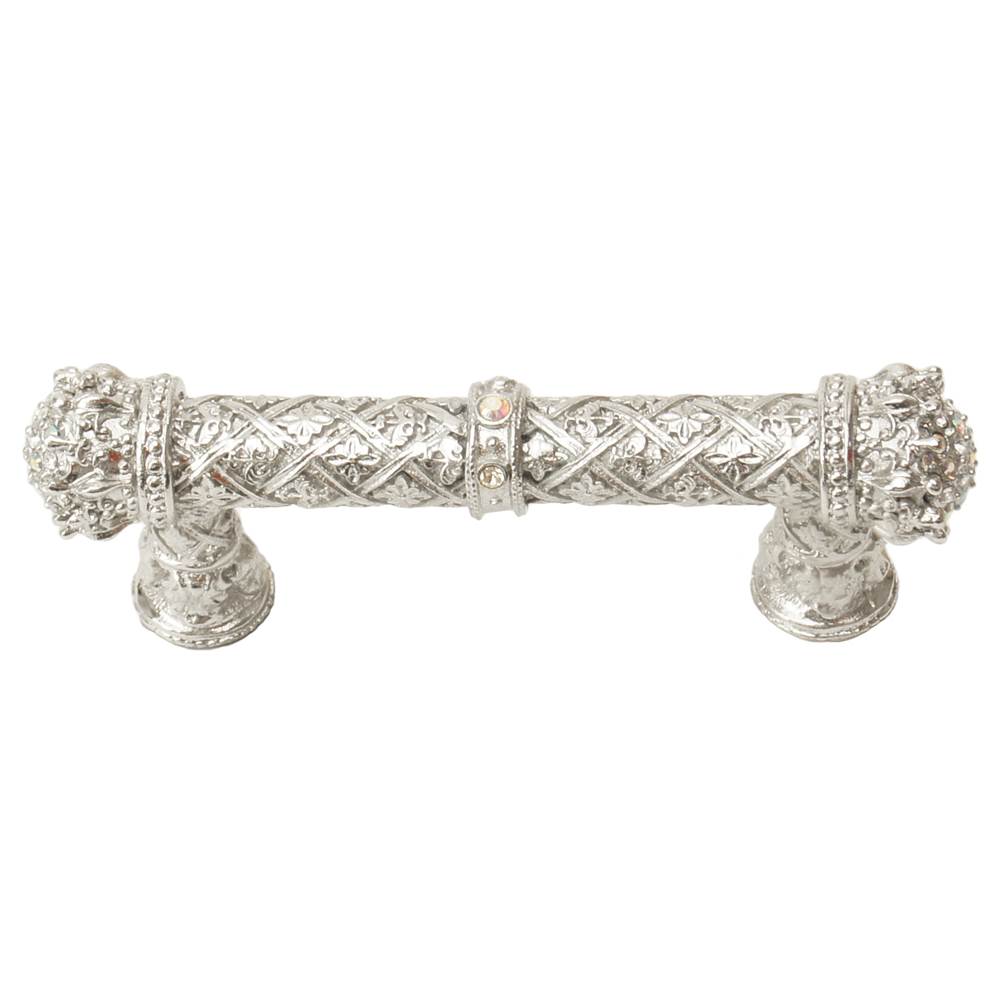 Carpe Diem Hardware - Carpe Diem 6328-24Cab Crowning Glory Queen Elizabeth Platinum Queen Elizabeth 3'' O.C. Pull W/ Swarovski Crystals - Platinum