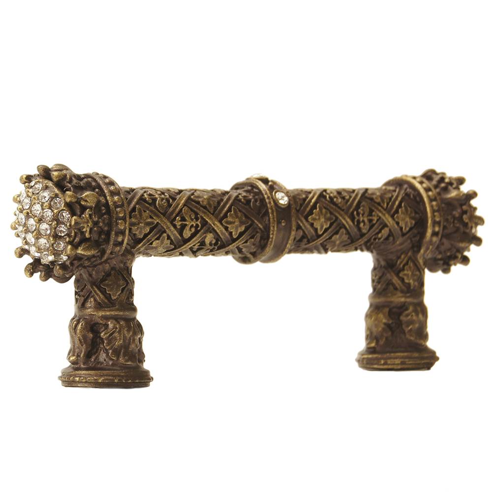 Carpe Diem 6328-3C Crowning Glory Queen Elizabeth Antique Brass Queen Elizabeth 3'' O.C. Pull W/ Swarovski Crystals