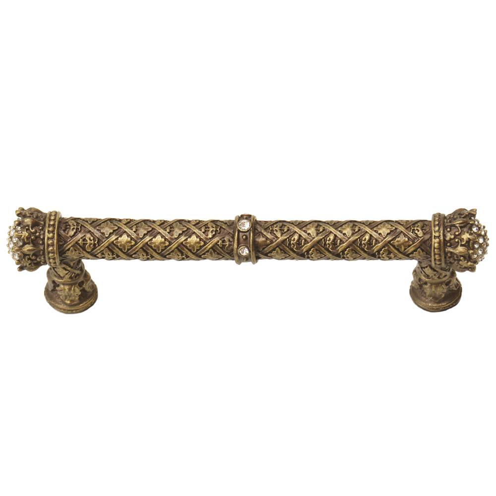 Carpe Diem Hardware - Carpe Diem 6330-3C Crowning Glory Queen Elizabeth Antique Brass Queen Elizabeth 5'' O.C. Pull W/ Swarovski Crystals - Antique Brass