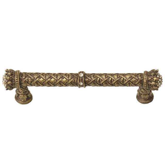 Carpe Diem Hardware - Carpe Diem 6330-3C Crowning Glory Queen Elizabeth Antique Brass Queen Elizabeth 5'' O.C. Pull W/ Swarovski Crystals - Antique Brass
