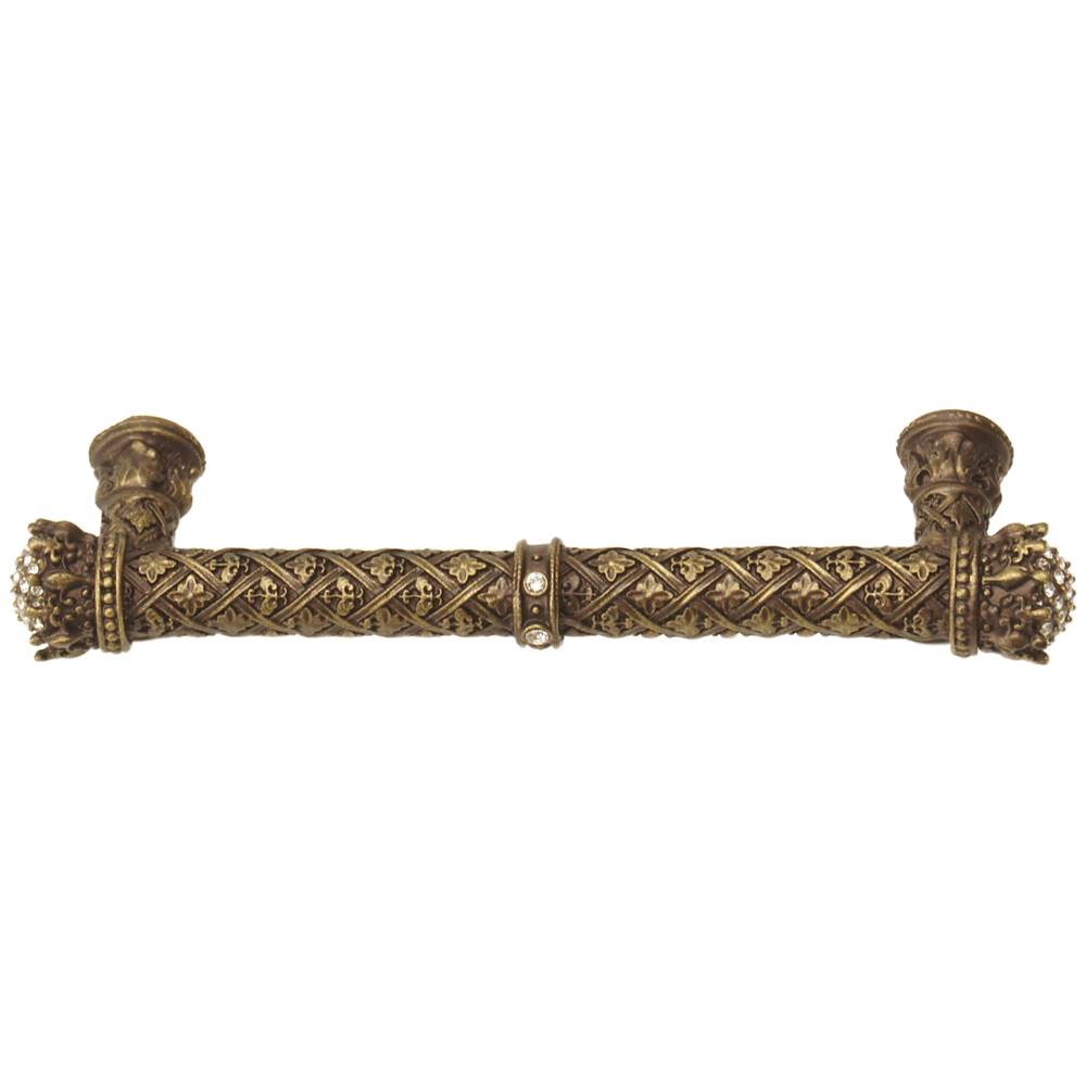 Carpe Diem 6330-3C Crowning Glory Queen Elizabeth Antique Brass Queen Elizabeth 5'' O.C. Pull W/ Swarovski Crystals
