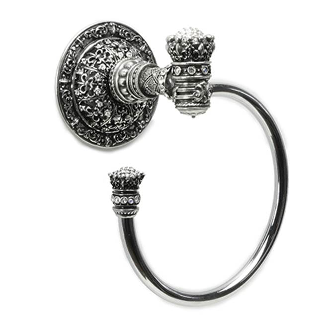 Carpe Diem Hardware - Queen Elizabeth Swing Towel Smooth Ring Right w/ Swarovski Crystals - Chalice