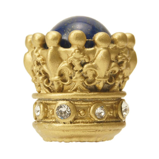 Carpe Diem Hardware - Carpe Diem 6505-27Clap Crowning Glory Queen Penelope Soft Gold Queen Penelope Large Knob W/ Swarovski Crystals and Semi-Precious Stones - Soft Gold