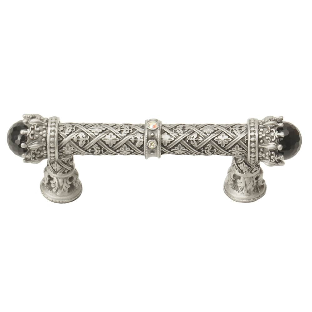 Carpe Diem Hardware - Carpe Diem 6528-11.Cabox Crowning Glory Queen Penelope Satin Queen Penelope 3'' O.C. Pull W/ Swarovski Crystals and Semi-Precious Stones - Satin