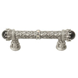 Carpe Diem Hardware - Carpe Diem 6528-11.Cabox Crowning Glory Queen Penelope Satin Queen Penelope 3'' O.C. Pull W/ Swarovski Crystals and Semi-Precious Stones - Satin