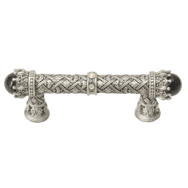 Carpe Diem Hardware - Carpe Diem 6528-11.Cabox Crowning Glory Queen Penelope Satin Queen Penelope 3'' O.C. Pull W/ Swarovski Crystals and Semi-Precious Stones - Satin