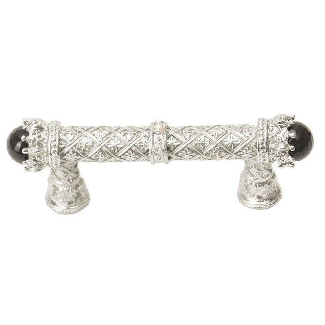 Carpe Diem Hardware - Carpe Diem 6528-24Cox Crowning Glory Queen Penelope Platinum Queen Penelope 3'' O.C. Pull W/ Swarovski Crystals and Semi-Precious Stones - Platinum
