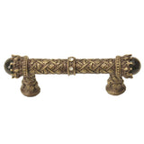 Carpe Diem Hardware - Carpe Diem 6528-3Cox Crowning Glory Queen Penelope Antique Brass Queen Penelope 3'' O.C. Pull W/ Swarovski Crystals and Semi-Precious Stones - Antique Brass