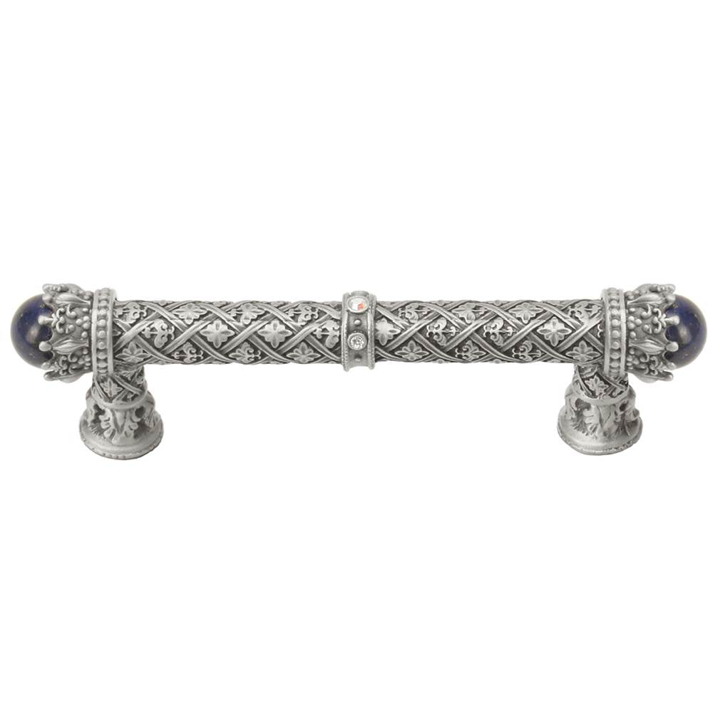Carpe Diem Hardware - Carpe Diem 6529-11.Cablap Crowning Glory Queen Penelope Satin Queen Penelope 4'' O.C. Pull W/ Swarovski Crystals and Semi-Precious Stones - Satin