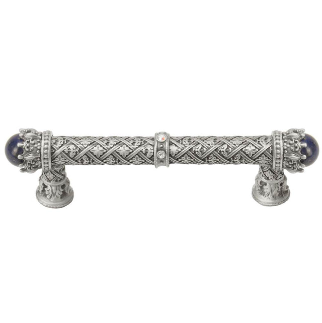 Carpe Diem Hardware - Carpe Diem 6529-11.Cablap Crowning Glory Queen Penelope Satin Queen Penelope 4'' O.C. Pull W/ Swarovski Crystals and Semi-Precious Stones - Satin