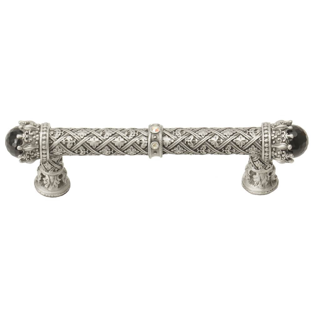 Carpe Diem Hardware - Carpe Diem 6529-11.Cabox Crowning Glory Queen Penelope Satin Queen Penelope 4'' O.C. Pull W/ Swarovski Crystals and Semi-Precious Stones - Satin