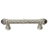 Carpe Diem Hardware - Carpe Diem 6529-11.Cabox Crowning Glory Queen Penelope Satin Queen Penelope 4'' O.C. Pull W/ Swarovski Crystals and Semi-Precious Stones - Satin