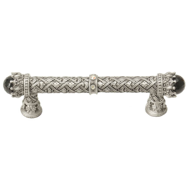 Carpe Diem Hardware - Carpe Diem 6529-11.Cabox Crowning Glory Queen Penelope Satin Queen Penelope 4'' O.C. Pull W/ Swarovski Crystals and Semi-Precious Stones - Satin