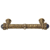 Carpe Diem 6529-3Clap Crowning Glory Queen Penelope Antique Brass Queen Penelope 4'' O.C. Pull W/ Swarovski Crystals and Semi-Precious Stones