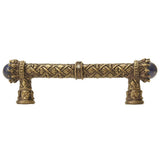 Carpe Diem 6529-3Clap Crowning Glory Queen Penelope Antique Brass Queen Penelope 4'' O.C. Pull W/ Swarovski Crystals and Semi-Precious Stones