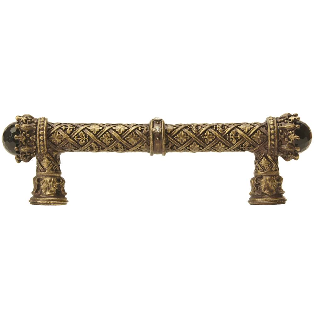 Carpe Diem 6529-3Cox Crowning Glory Queen Penelope Antique Brass Queen Penelope 4'' O.C. Pull W/ Swarovski Crystals and Semi-Precious Stones