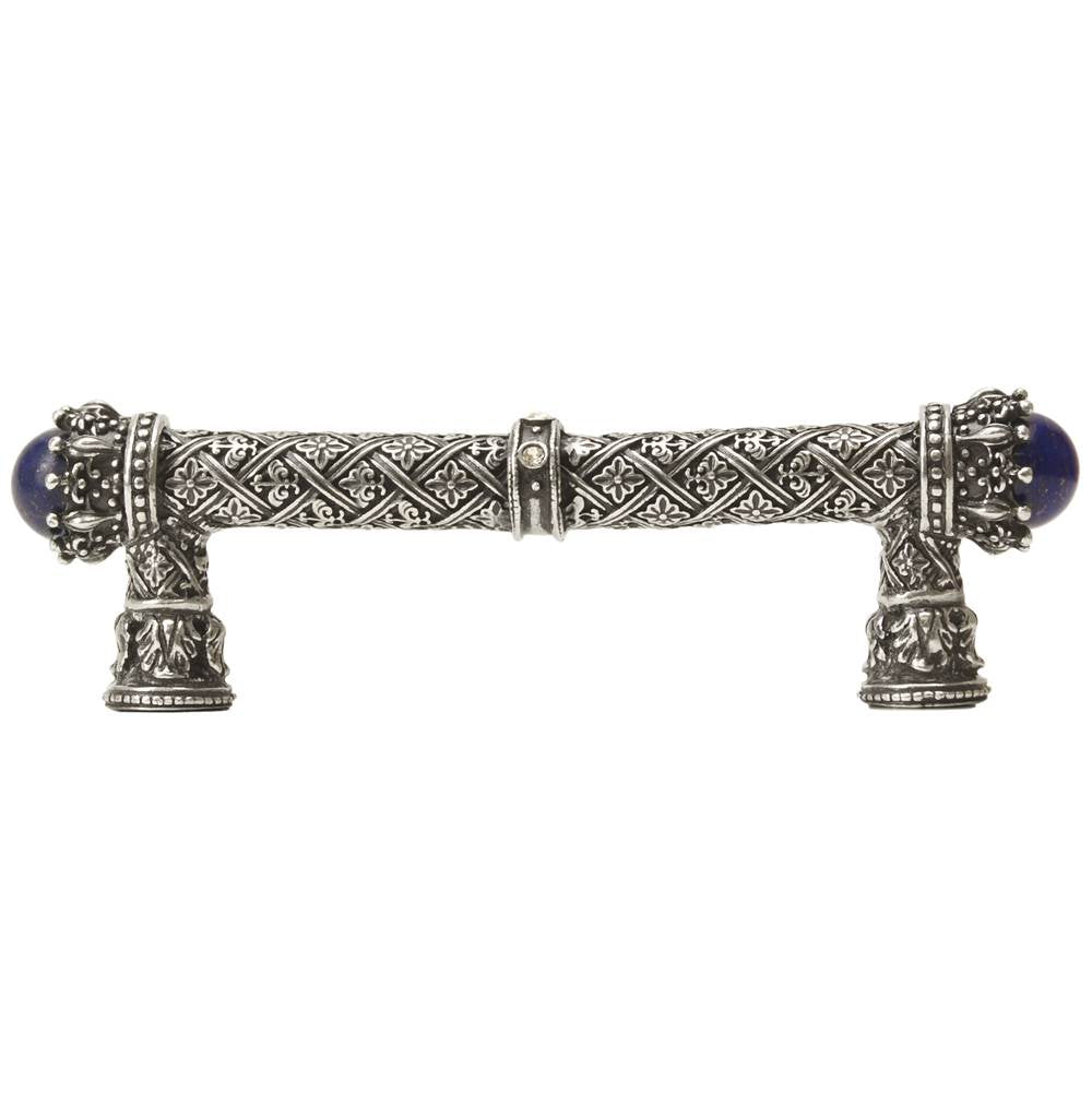 Carpe Diem 6529-3Clap Crowning Glory Queen Penelope Antique Brass Queen Penelope 4'' O.C. Pull W/ Swarovski Crystals and Semi-Precious Stones