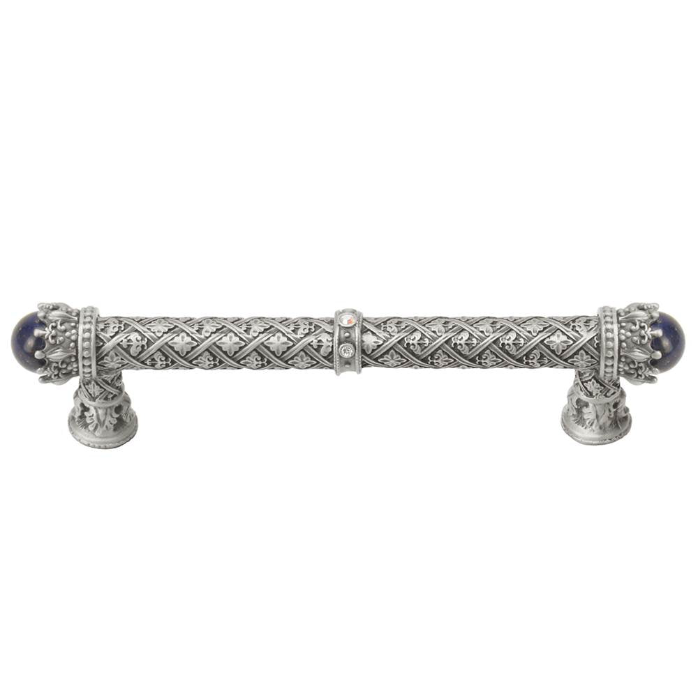 Carpe Diem Hardware - Carpe Diem 6530-11.Cablap Crowning Glory Queen Penelope Satin Queen Penelope 5'' O.C. Pull W/ Swarovski Crystals and Semi-Precious Stones - Satin