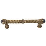 Carpe Diem Hardware - Carpe Diem 6530-3Clap Crowning Glory Queen Penelope Antique Brass Queen Penelope 5'' O.C. Pull W/ Swarovski Crystals and Semi-Precious Stones - Antique Brass
