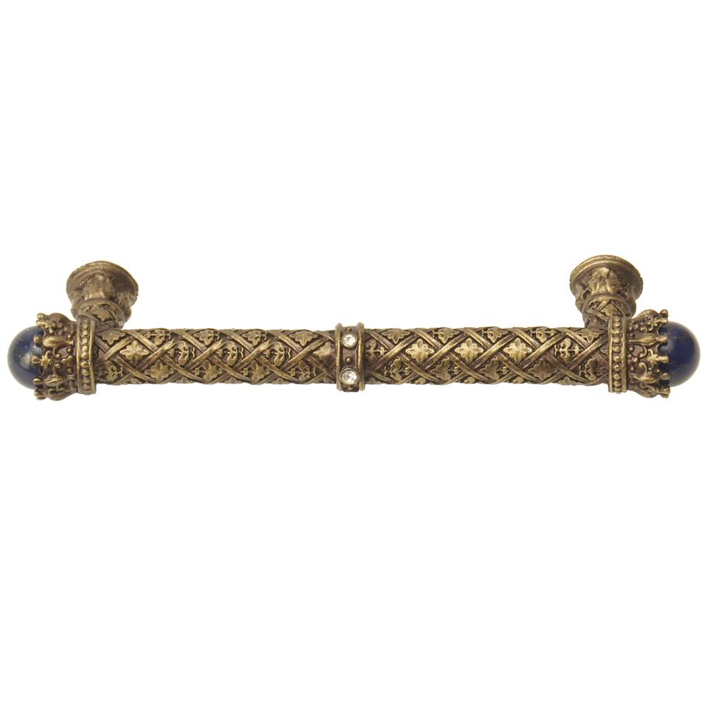Carpe Diem 6530-3Clap Crowning Glory Queen Penelope Antique Brass Queen Penelope 5'' O.C. Pull W/ Swarovski Crystals and Semi-Precious Stones