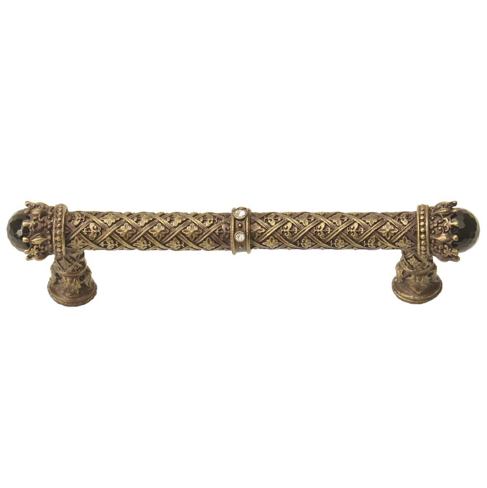 Carpe Diem Hardware - Carpe Diem 6530-3Cox Crowning Glory Queen Penelope Antique Brass Queen Penelope 5'' O.C. Pull W/ Swarovski Crystals and Semi-Precious Stones - Antique Brass