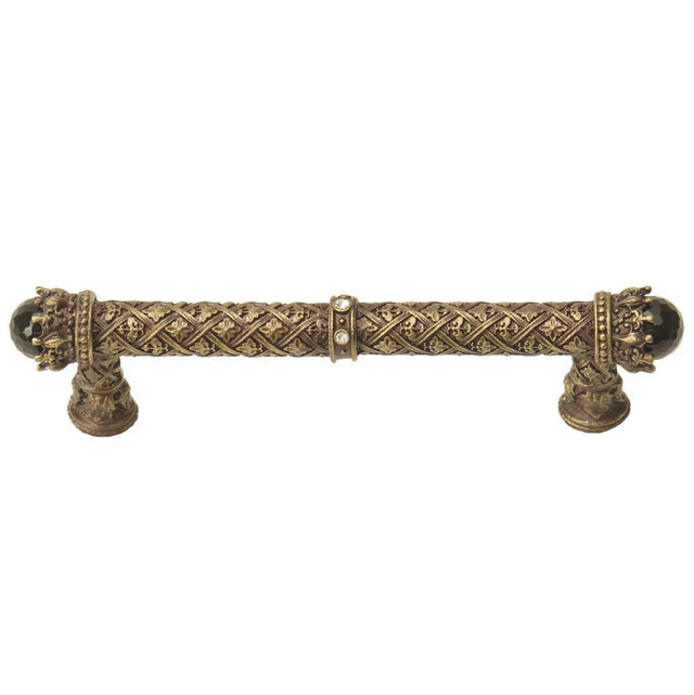 Carpe Diem Hardware - Carpe Diem 6530-3Cox Crowning Glory Queen Penelope Antique Brass Queen Penelope 5'' O.C. Pull W/ Swarovski Crystals and Semi-Precious Stones - Antique Brass