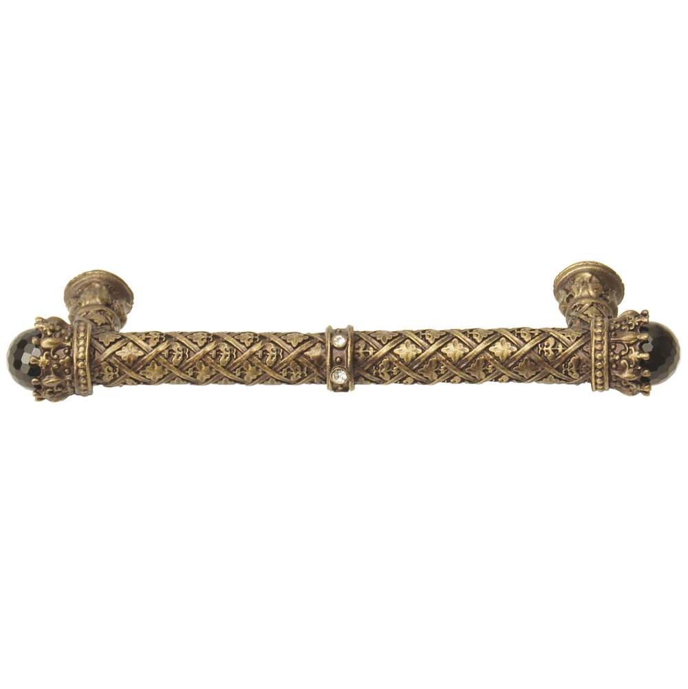 Carpe Diem 6530-3Cox Crowning Glory Queen Penelope Antique Brass Queen Penelope 5'' O.C. Pull W/ Swarovski Crystals and Semi-Precious Stones