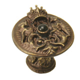 Carpe Diem Hardware - Carpe Diem 6909-3Ox Crowning Glory King George Antique Brass King George Shield Knob W/ Onyx Stone - Antique Brass