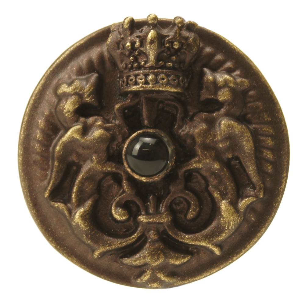 Carpe Diem 6909-3Ox Crowning Glory King George Antique Brass King George Shield Knob W/ Onyx Stone