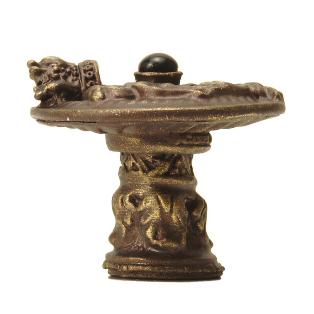 Carpe Diem 6909-3Ox Crowning Glory King George Antique Brass King George Shield Knob W/ Onyx Stone