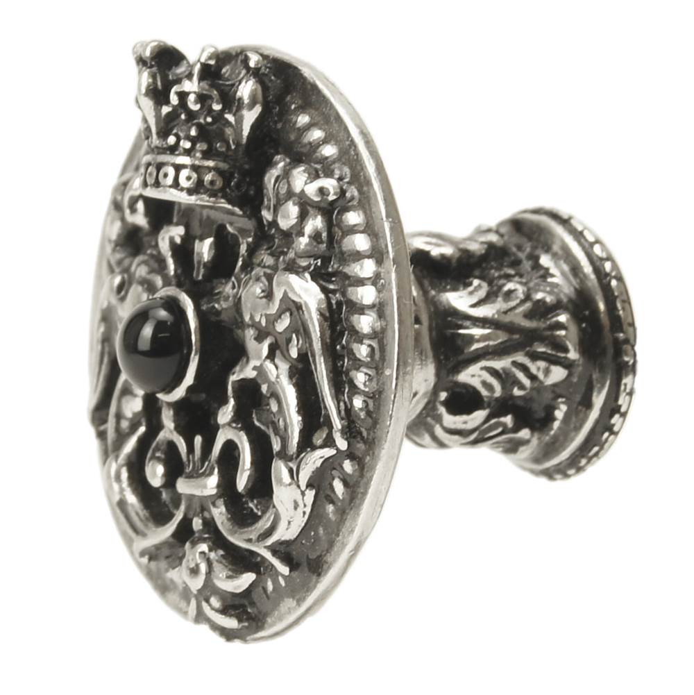 Carpe Diem 6909-3Ox Crowning Glory King George Antique Brass King George Shield Knob W/ Onyx Stone