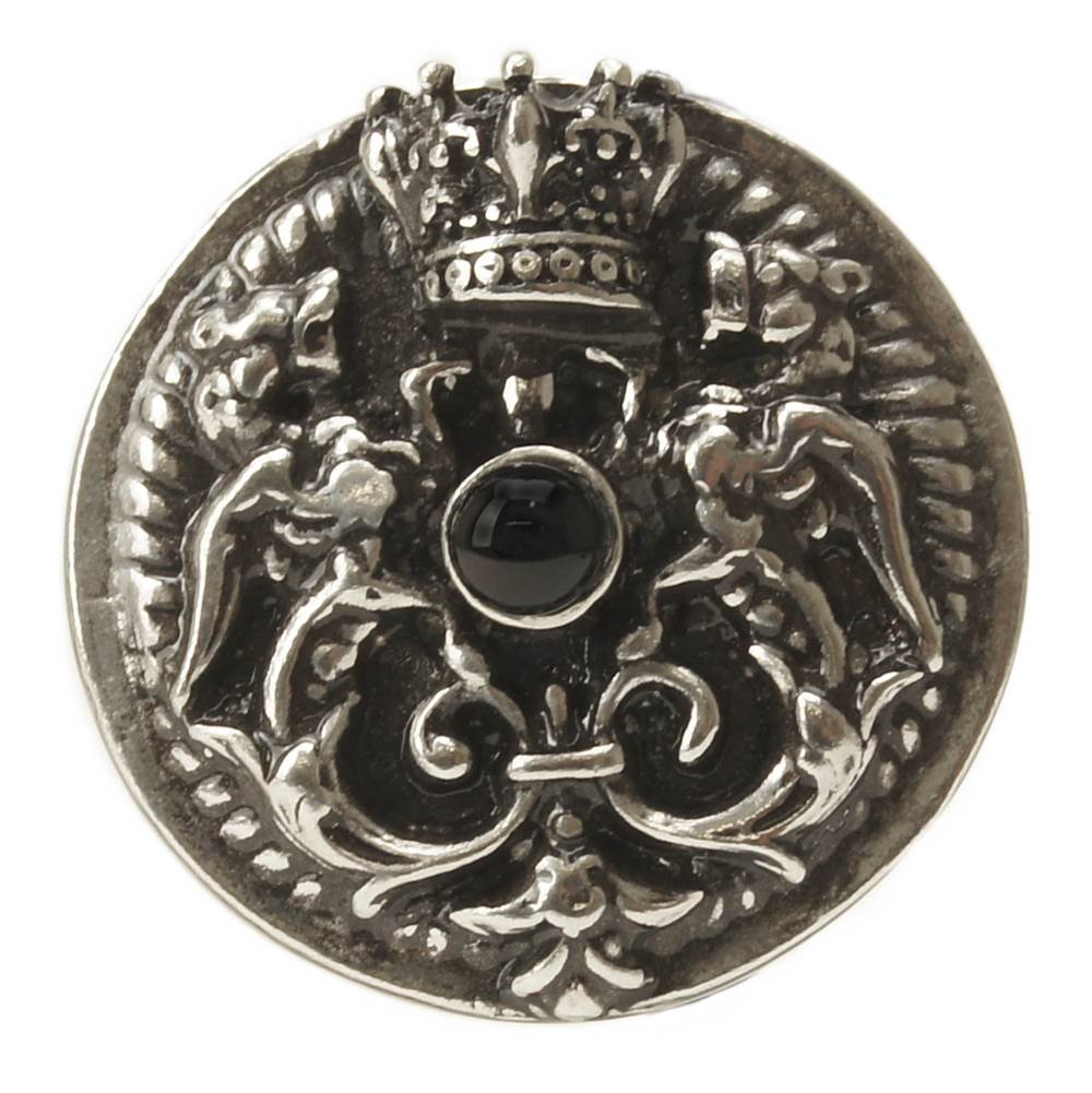Carpe Diem 6909-3Ox Crowning Glory King George Antique Brass King George Shield Knob W/ Onyx Stone