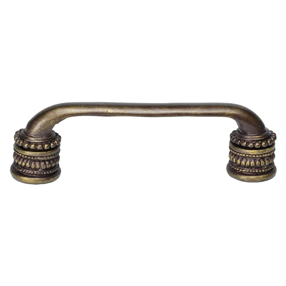 Carpe Diem Hardware - Classic 4'' O.C. Pull W/ Beaded Sleeves - Antique Brass