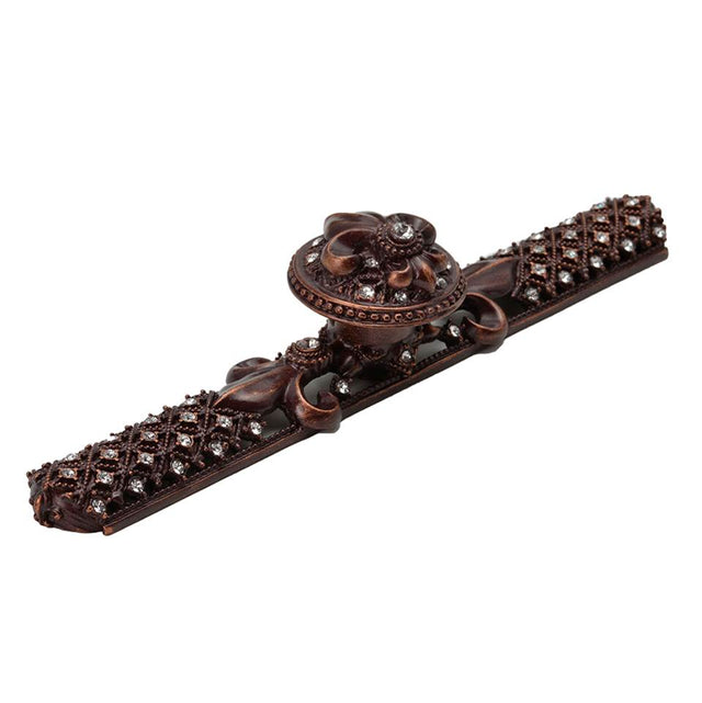 Carpe Diem Hardware - Carpe Diem Hardware 76057623-22C Versailles Oil Rub Bronze Large Round Knob and Large Elongated Back Plate Fleur De Lys W/ Swarovski Crystals - Oil Rubbed Bronze
