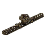 Carpe Diem Hardware - Carpe Diem Hardware 76057623-3C Versailles Antique Brass Large Round Knob and Large Elongated Back Plate Fleur De Lys W/ Swarovski Crystals - Antique Brass