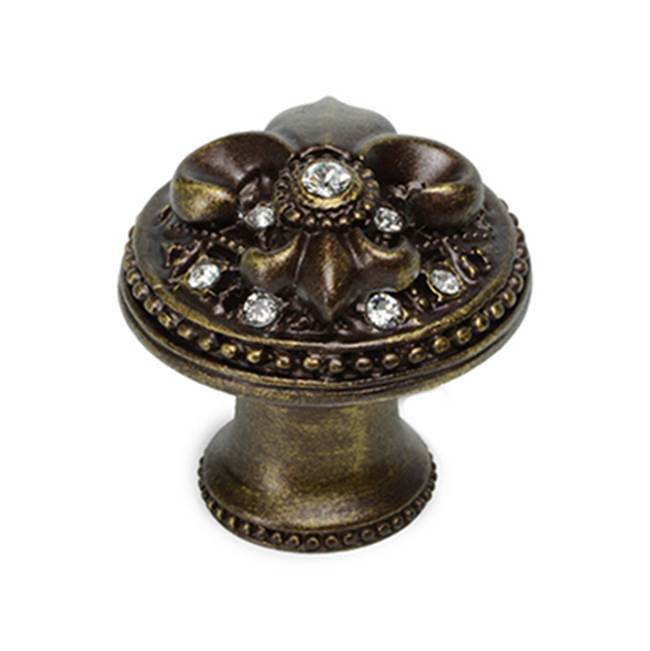 Carpe Diem Hardware - Versailles Large Round Knob Fleur De Lys w/ Swarovski Crystals - Chalice