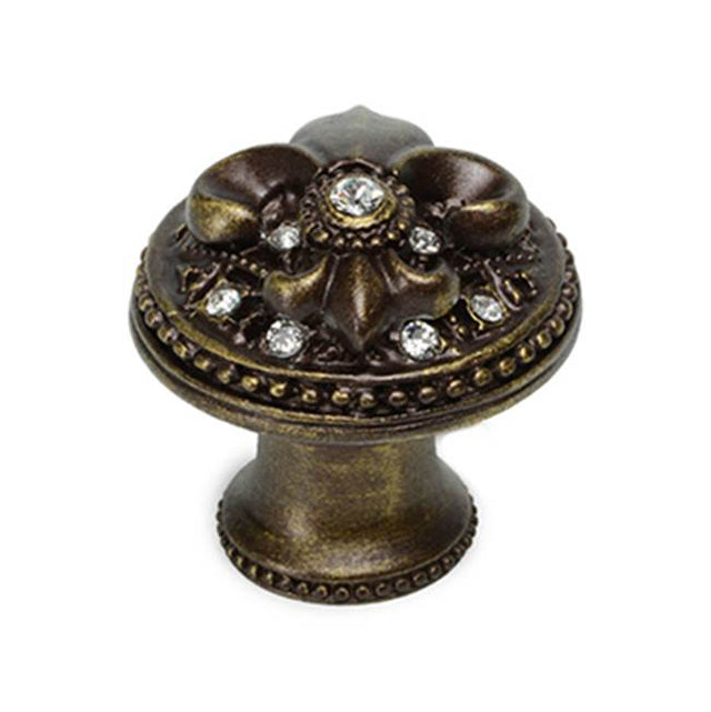 Carpe Diem Hardware - Versailles Large Round Knob Fleur De Lys w/ Swarovski Crystals - Chalice