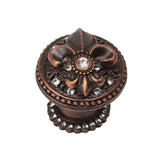 Carpe Diem Hardware - Carpe Diem Hardware 7605H-22C Versailles Oil Rub Bronze Large Round Knob Fleur De Lys W/ Swarovski Crystals And Halo Platform - Oil Rubbed Bronze