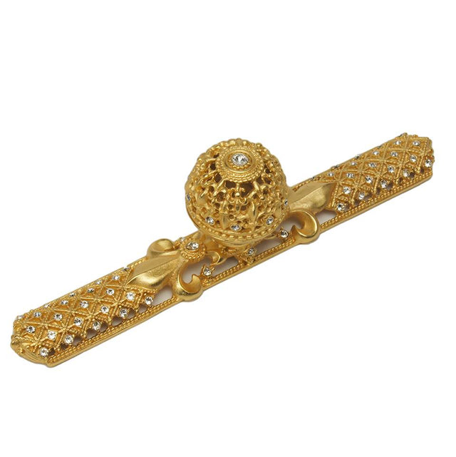 Carpe Diem Hardware - Carpe Diem Hardware 76127623-8C Versailles Gilded Mercury Large Round Knob and Large Elongated Back Plate Fleur De Lys Open Basket W/ Swarovski Crystals - Gilded Mercury
