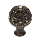 Carpe Diem Hardware - Carpe Diem Hardware 7612B-3C Versailles Antique Brass Large Round Knob Fleur De Lys Open Basket W/ Swarovski Crystals And Flared Foot - Antique Brass