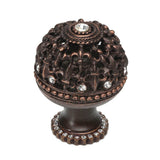 Carpe Diem Hardware - Carpe Diem Hardware 7612H-22C Versailles Oil Rub Bronze Large Round Knob Fleur De Lys Open Basket W/ Swarovski Crystals And Halo Platform - Oil Rubbed Bronze