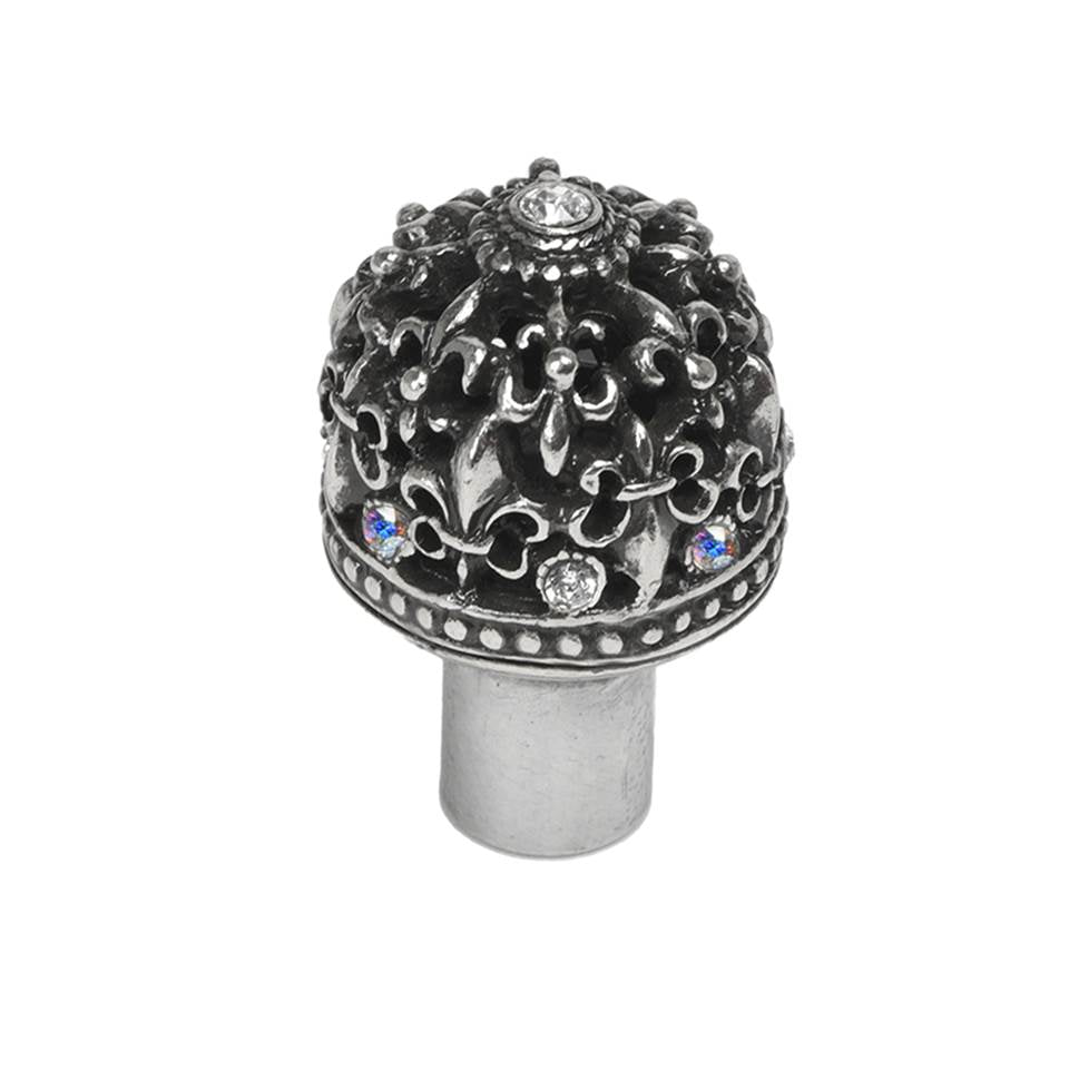 Carpe Diem Hardware - Carpe Diem Hardware 7613-9Cab Versailles Chalice Medium Round Knob Fleur De Lys Open Basket W/ Swarovski Crystals - Chalice