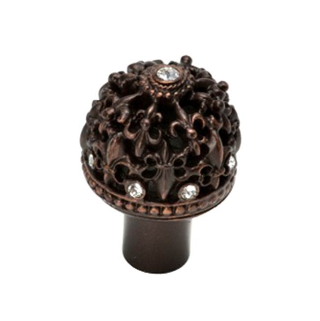 Carpe Diem Hardware - Versailles Medium Round Knob Fleur De Lys Open Basket w/ Swarovski Crystals - Chalice